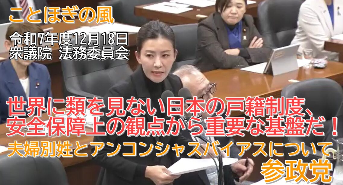 令和7年度12月18日 衆議院 法務委員会 夫婦別姓とアンコンシャスバイアス