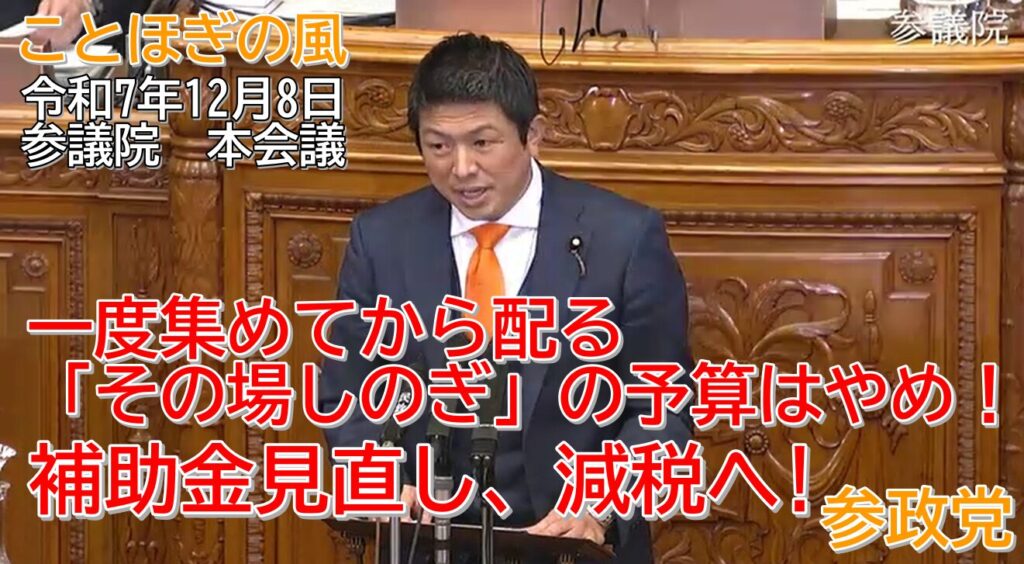 令和7年12月8日 参議院　本会議　参政党